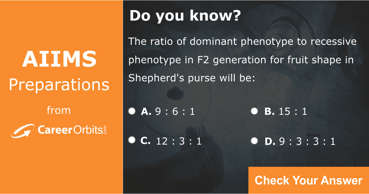 CareerOrbits's tweet photo. Test how prepared you are for #AIIMS!
☑ Click on Visit link to check your answer.
☑ Clear doubts with detailed solution.
☑ Revise your concepts smartly.
☑ Learn to practice the right way.
Visit - https://t.co/MKL7JSC3uB
#AIIMS2018 #AIIMSQuestion #Biology #AIIMSExam https://t.co/cU9n3Vt7xM