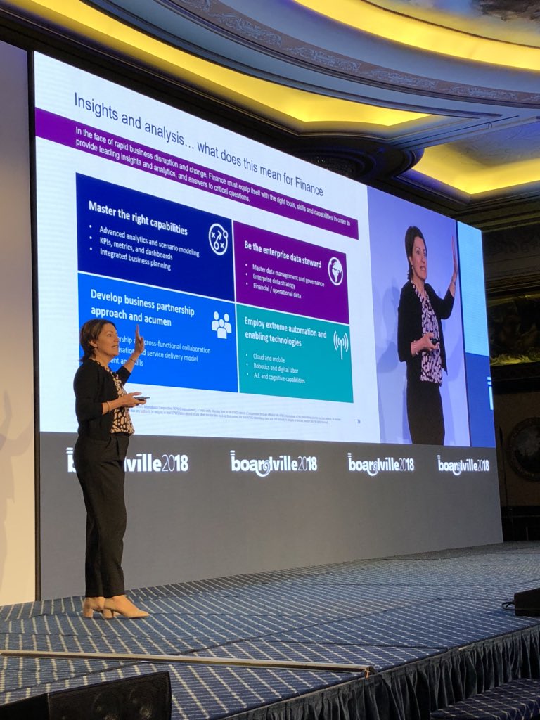 BoardSoftware's tweet photo. According to @kpmguk, #Finance professionals need to have new capabilities in an increasingly data driven business environment, including #IntegratedBusinessPlanning, #scenariomodelling and advanced #analytics. #BOARDVille2018 https://t.co/xQjPa17Ivp