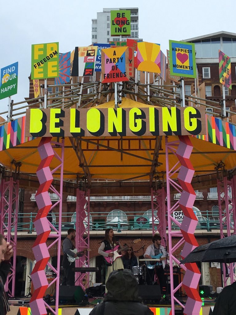 The Belonging bandstand by <a href="/MoragMyerscough/">morag myerscough</a> looked magnificent on Brighton seafront at the weekend with music from brilliant @BIMMBrighton musicians. Watch out for it again at Hangleton this w/end, Sat 19 &amp; Sun 20 as part of <a href="/brightfest/">Brighton Festival</a> #wemakebelonging
