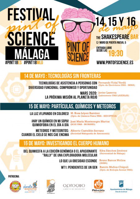 ojosdeeme's tweet photo. Esta semana se organiza charlas gratuitas sobre ciencia. Pint of Science España se organiza en el Shakespeare Pub. 🎙️🎉 @LauTeruel #pcma18 https://t.co/psoXvAAeGF