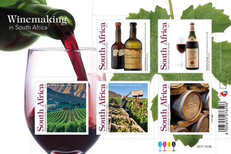 GrootConstantia's tweet photo. The @SAPostOffice paid tribute to the South African wine industry with a set of five stamps and a commemorative envelope issued on 6 October 2017. #celebrating333yearstogether #grootlegacy #capetown #lovecapetown #philately #stampcollecting https://t.co/w3t9azGf7T