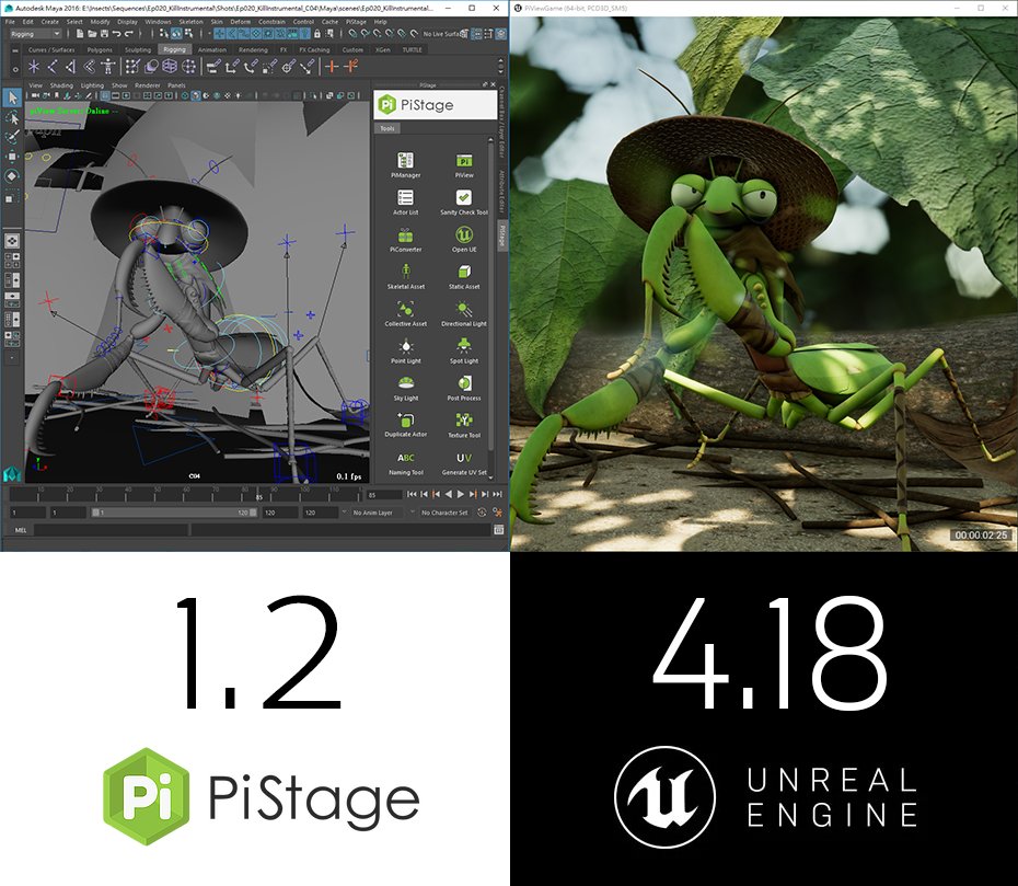 PiSquareUS's tweet photo. #PiStage 1.2 released!
PiStage connects #Maya 2016, 2017 &amp; 2018 and #UnrealEngine 4.18.3 enabling a real-time workflow for animation production. 
Please check the full release notes here: https://t.co/WUpAHyR9S2
Get your 30-day free PiStage Trial at https://t.co/bbqM88RRrX https://t.co/aTpXwKWjSV