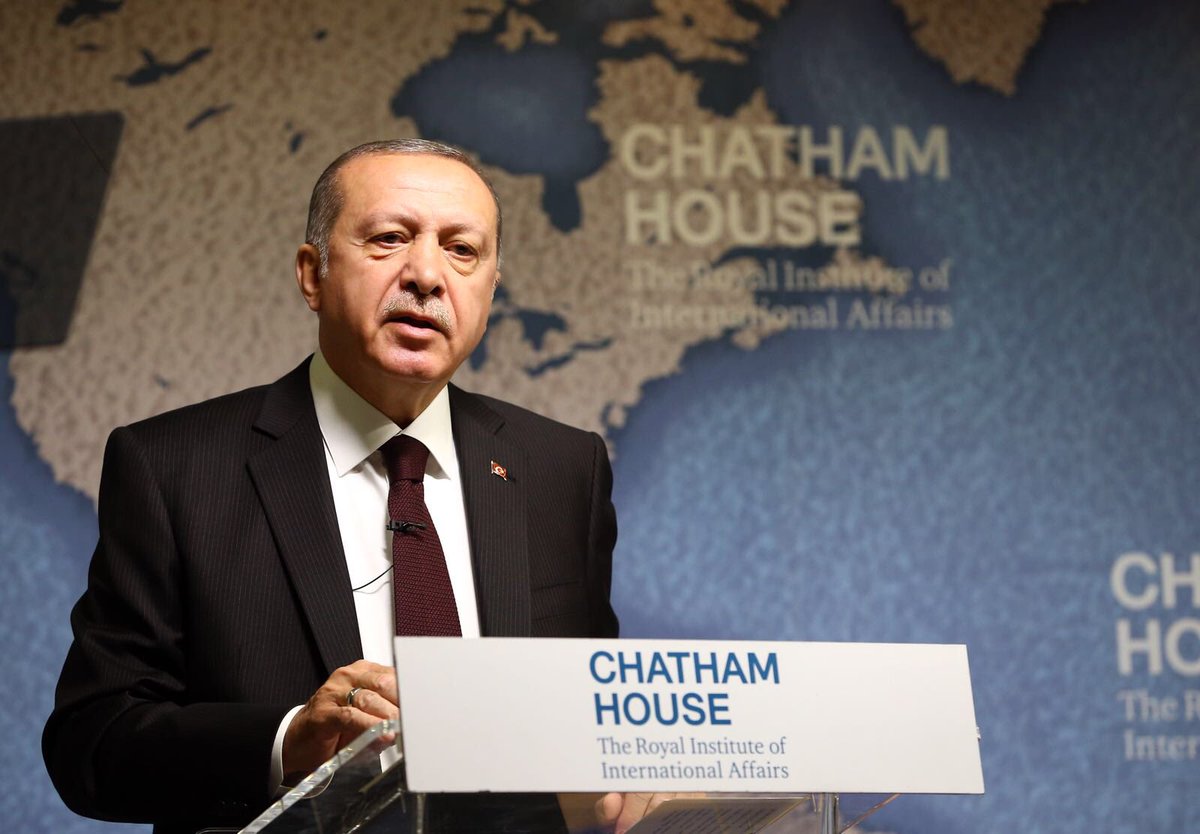 MevlutCavusoglu's tweet photo. Cumhurbaşkanımız @RT_Erdogan’ın düşünce kuruluşu @ChathamHouse’daki hitabında vurguladığı gibi, #Kudüs’ün statüsüne ve #Filistin halkının vazgeçilmez haklarına yönelik tehditler dahil, tüm küresel haksızlıklara karşı koymaya devam edeceğiz.
#DünyaBeştenBüyüktür #Nakba70 https://t.co/KX1FQdxTUT