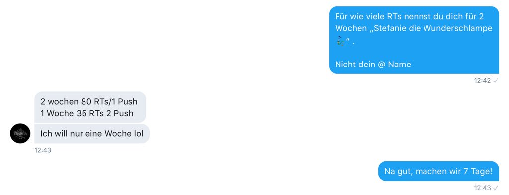 BackUpCurry's tweet photo. Für 35🔁 / 2 Pushs 

Nennt sich @steve_izzz_da > „Stefanie die Wunderschlampe🧞‍♂️“ (nicht @ Name).

Push?: @NetlixGAW @RealKhaledOps 

*Cool das Stefan es mit Humor nimmt :3 https://t.co/WHLyTxeIDD