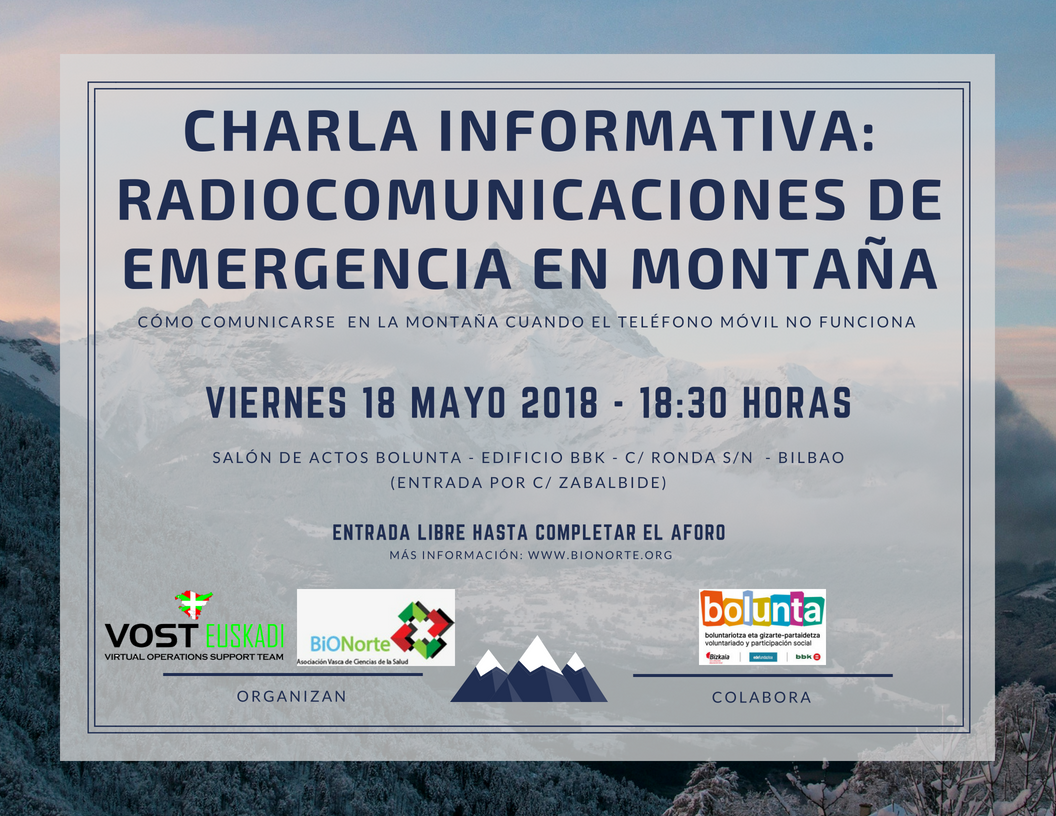 VOSTeuskadi's tweet photo. ¡Apuntalo en tu agenda! Este viernes día 18 daremos una charla sobre comunicaciones en montaña junto con los amigos de @_BIONorte. Te explicaremos entre otras cosas la utilidad del #Canal77PMR 

#Autobabesa #Seguridad #Mendian #SeguridadEnMontaña https://t.co/4cYECkq6dP