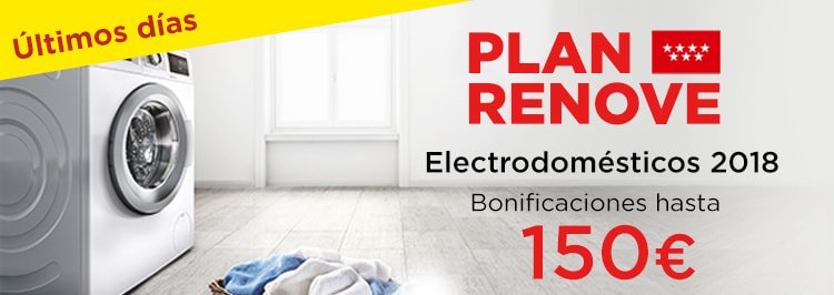 Aprovecha los últimos días del Plan Renove de electrodomésticos y benefíciate de sus bonificaciones de hasta 150€. No pierdas esta oportunidad y encuentra el electrodoméstico que necesitas en hnosperez.com