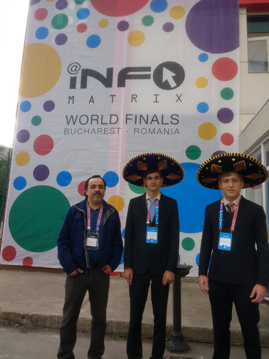ASFGdl's tweet photo. #infomatrix2018 Congratulations to our students Francisco Ayala and David Rockenzahan who are competing today in the world finals of the Infomatrix Competition held in Bucharest!  Felicidades Dr. Fernando Guzmán! https://t.co/bh2YmcQhLb