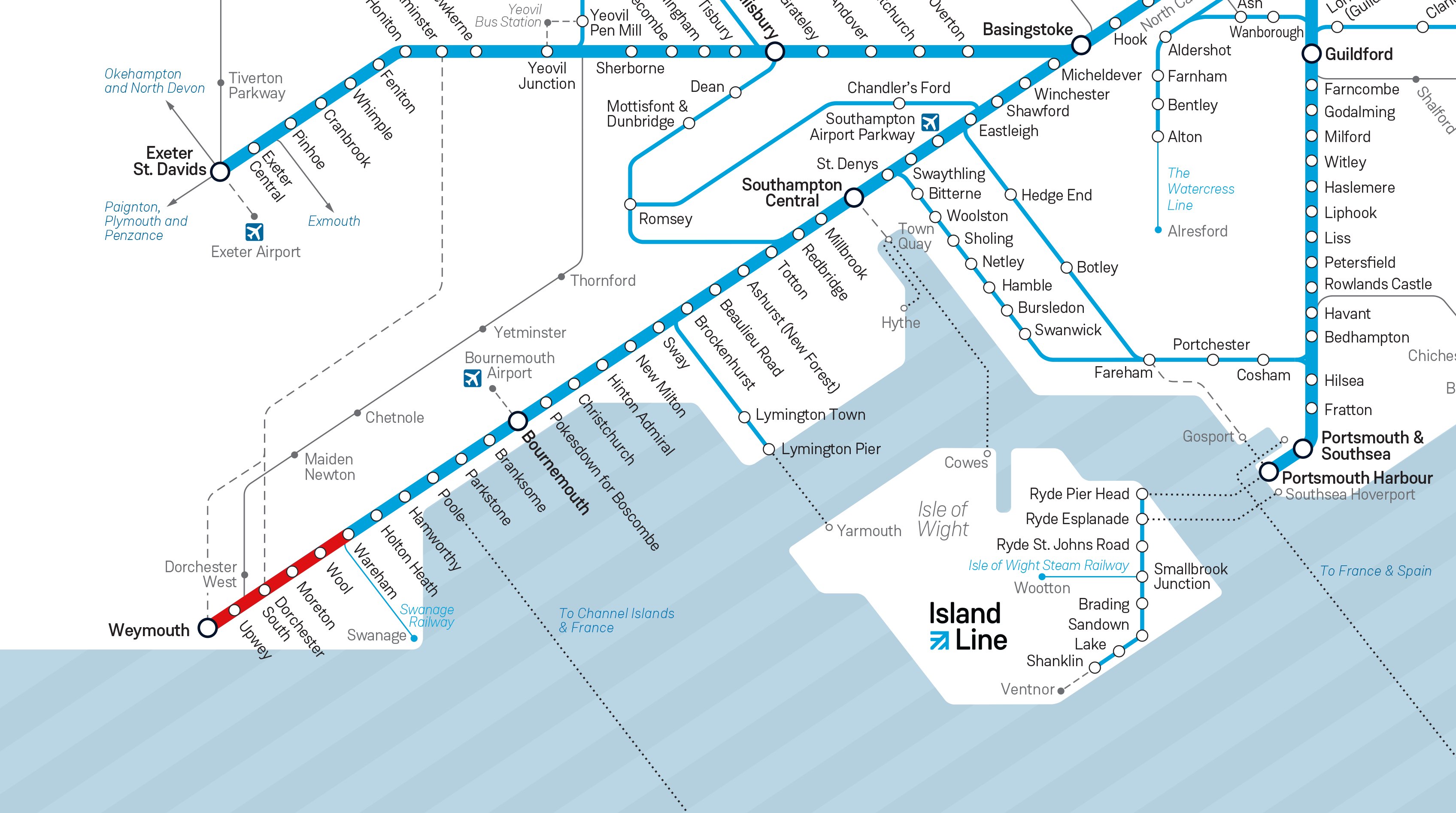 Weymouth Train Line Map Twitter 上的 Swr Help："@Flipthecoin3 @Networkrail The Railway Line From  Dorchester Through To Weymouth Is Covered By The Engineering Work As Well,  So Running Trains Over This Section Of Line Isn't An Option. ^