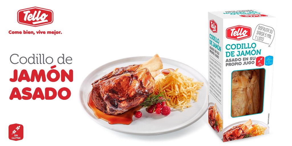 Telloalimenta's tweet image. Quedarás como un buen anfitrión si sirves nuestro #codillo de #jamón asado. Rico y listo en 5 minutos 😋😀 #TelloSabe