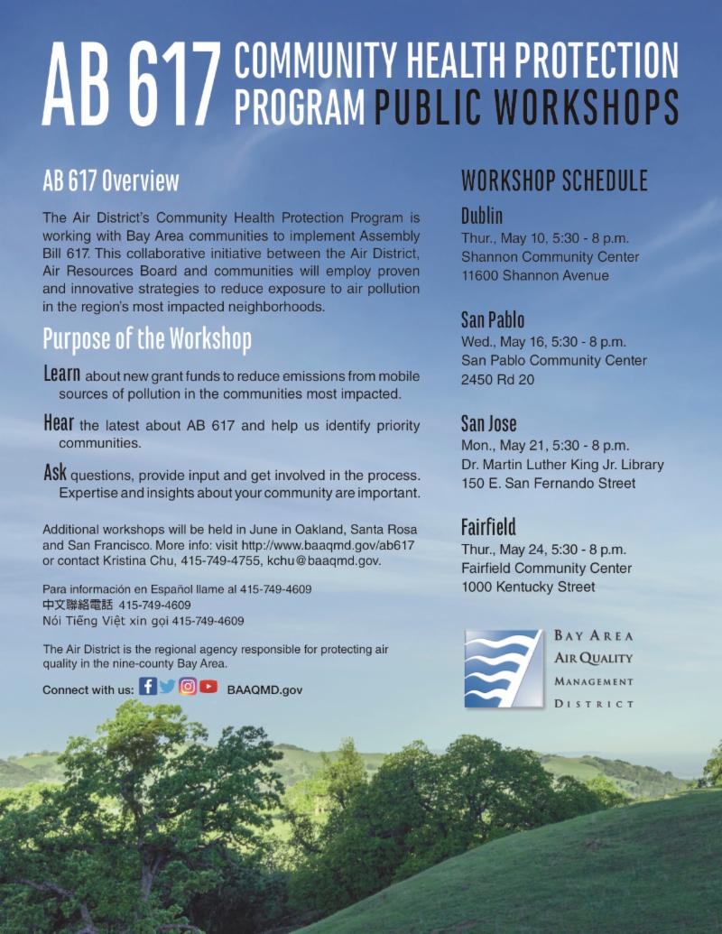 Clean Air Public Workshop in San Pablo <a href="/AirDistrict/">Bay Area Air Quality</a> <a href="/AirResources/">CARB</a> <a href="/CityofSanPablo/">City of San Pablo</a> conta.cc/2G6sLEk