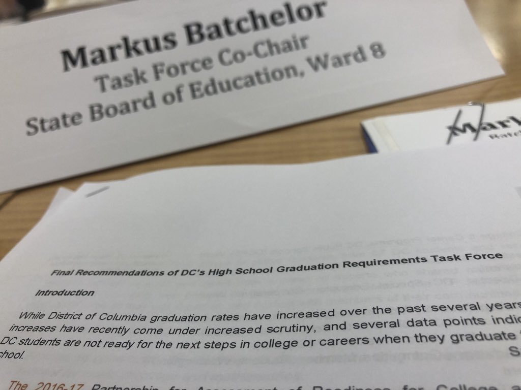 MarkusSBOE's tweet photo. The #DCGradReqs Task Force has submitted its final report to the @DCSBOE. Read our recommendations here: https://t.co/xztDPkq8sO https://t.co/E2p8v4JaA3