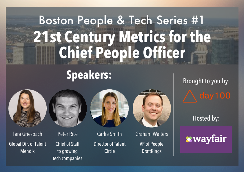 dayonehundred's tweet photo. @StartHubBoston Our People &amp; Tech Series is expanding to Boston with People leaders from @circlepay, @DraftKings &amp; @Mendix as our very first panelists. Topic: "21st Century Metrics for the Chief People Officer". Thurs, 5/31 6:30pm at Wayfair. RSVP link: https://t.co/qT8qWKSrMn https://t.co/9yJw9for32