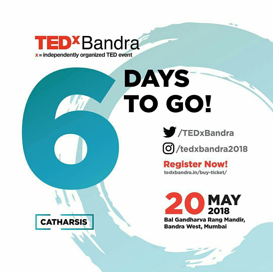 TEDxBandra's tweet photo. 6 days to go and we are prepping up for the big day. The conference will cover an array of topics and something for everyone to take home. 
#TEDxBandra #TEDTalks #TEDx #TED #TEDIndia  #TEDxBandra2018 #TEDxBandra2017 #Catharsis #TEDconference #Bandra #Inspire https://t.co/8MgfilseIE