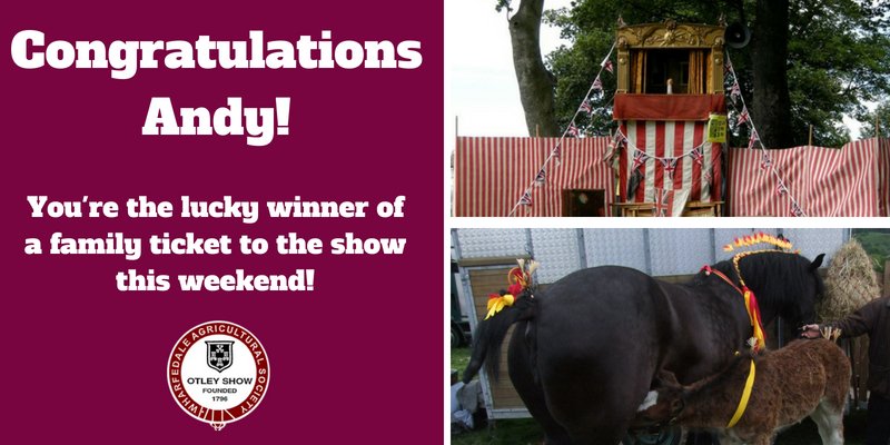 Congratulations @andycalvert910 you're the lucky winner from our recent #Competition ! A family ticket to the #otleyshow2018 is on its ways to you! 

Hope you enjoy the show!