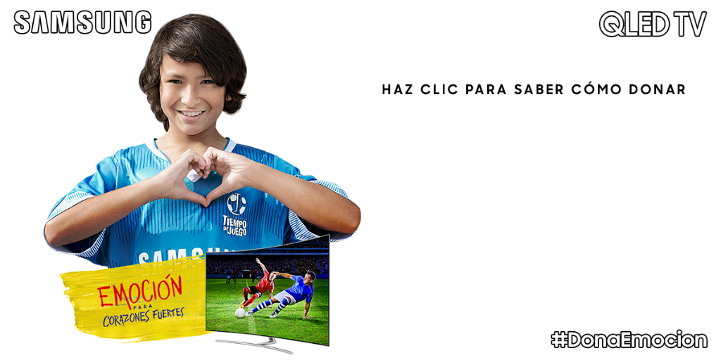 SamsungMobCOL's tweet photo. ¿Ya donaste hoy? Recuerda que con un Me gusta o un RT estarás donando al Centro de Emociones de los niños de @TiempodeJuegoTJ y así, podrán ver el mundial como si estuvieran en Rusia #Donaemocion con QLED TV https://t.co/3PFPyYId8R