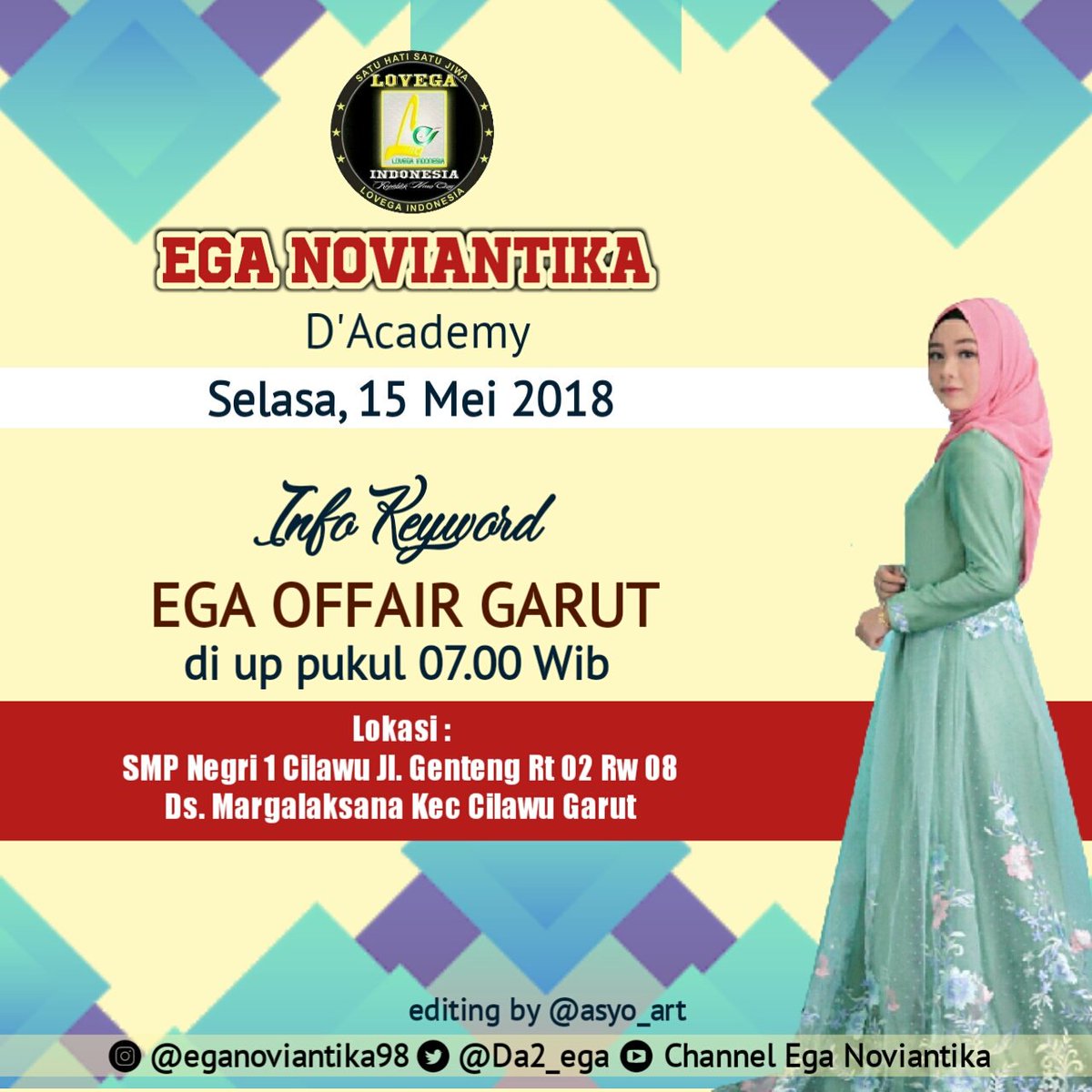 [RETWEET] dan [SHARE]
Info Keyword
EGA OFFAIR GARUT 

Kompak dan tepat waktu, diramaikan Pkl 07.00 WIB 😊
Semangat semuanya 🙏😚
<a href="/DA2_Ega/">Ega (REAL)</a> <a href="/LOVEGAHastag/">HASTAG NAON CING EGA</a>