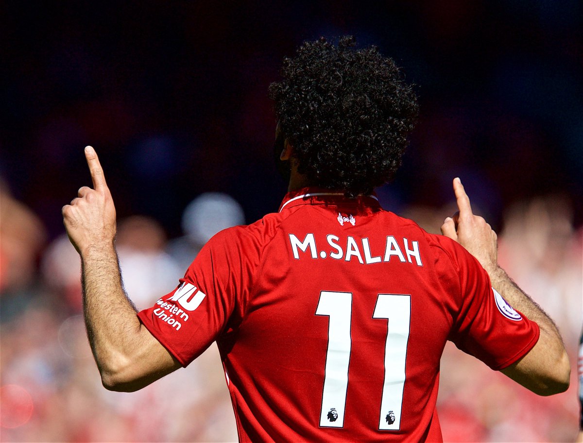 LFC's tweet photo. 🔴 @MoSalah in the 2017-18 @PremierLeague season:

3️⃣2️⃣ goals scored in 2️⃣2️⃣ games.

No player has ever scored in more matches in a 38-game #PL campaign. 🌟 https://t.co/vdqiLpCEjL