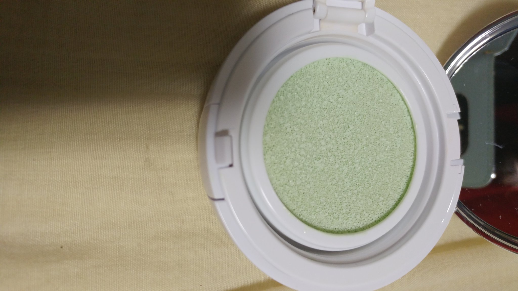 ﾋﾗﾒｸﾞ على تويتر ミシャのクッションファンデはグリーンのクッション下地に大変身しました 抹茶だな 笑