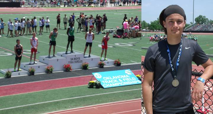 BookerTTrack's tweet photo. @BookerTTrack Matt Sadler @Matt_Sadler_ on the podium at State Final Meet this weekend in 100M High Hurdles! Third year qualifying for State. https://t.co/RkK1FkEAxC