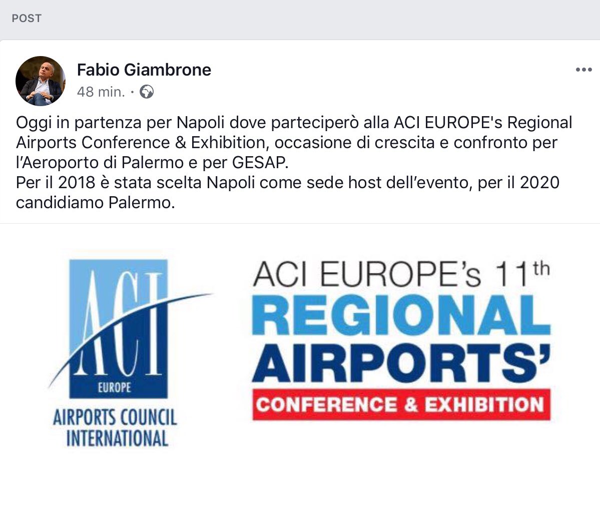 <a href="/FabioGiambrone/">Fabio Giambrone</a> #aeroporto #Palermo #Gesap <a href="/ACI_EUROPE/">ACI EUROPE</a> #2020
