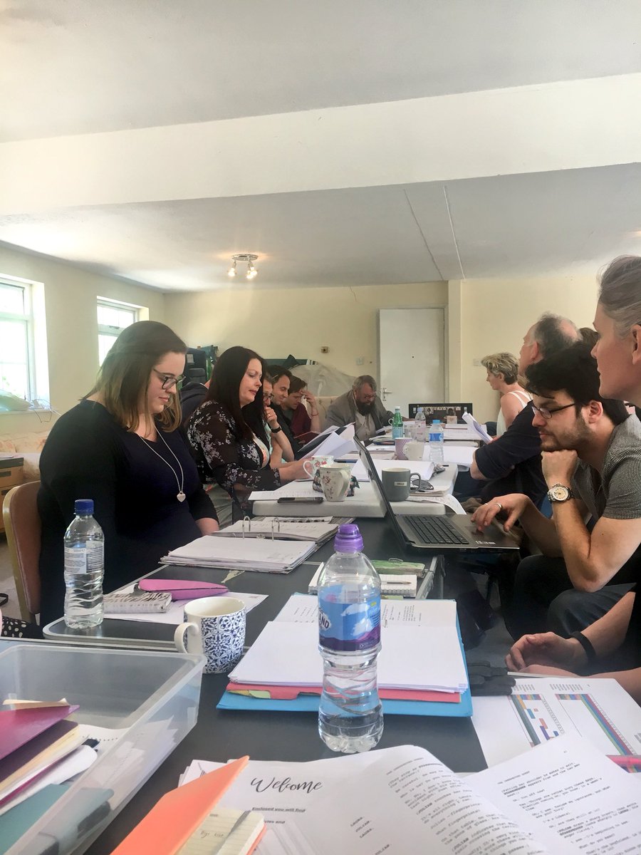 MillAtSonning's tweet photo. First day of #TheUnexpectedGuest rehearsals underway @agathachristie #scriptreadthrough #whodunnit @brianblessed https://t.co/zYeUyE0Nax