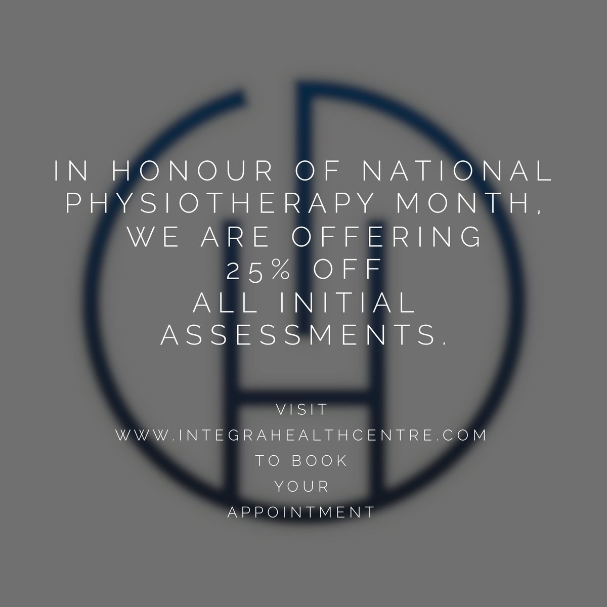 Reminder: It’s National Physiotherapy Month and to commemorate it we are offering 25% off ALL initial physiotherapy assessments. Visit integrahealthcentre.com to book your appointment. #physiocanhelp #physiotherapy #toronto