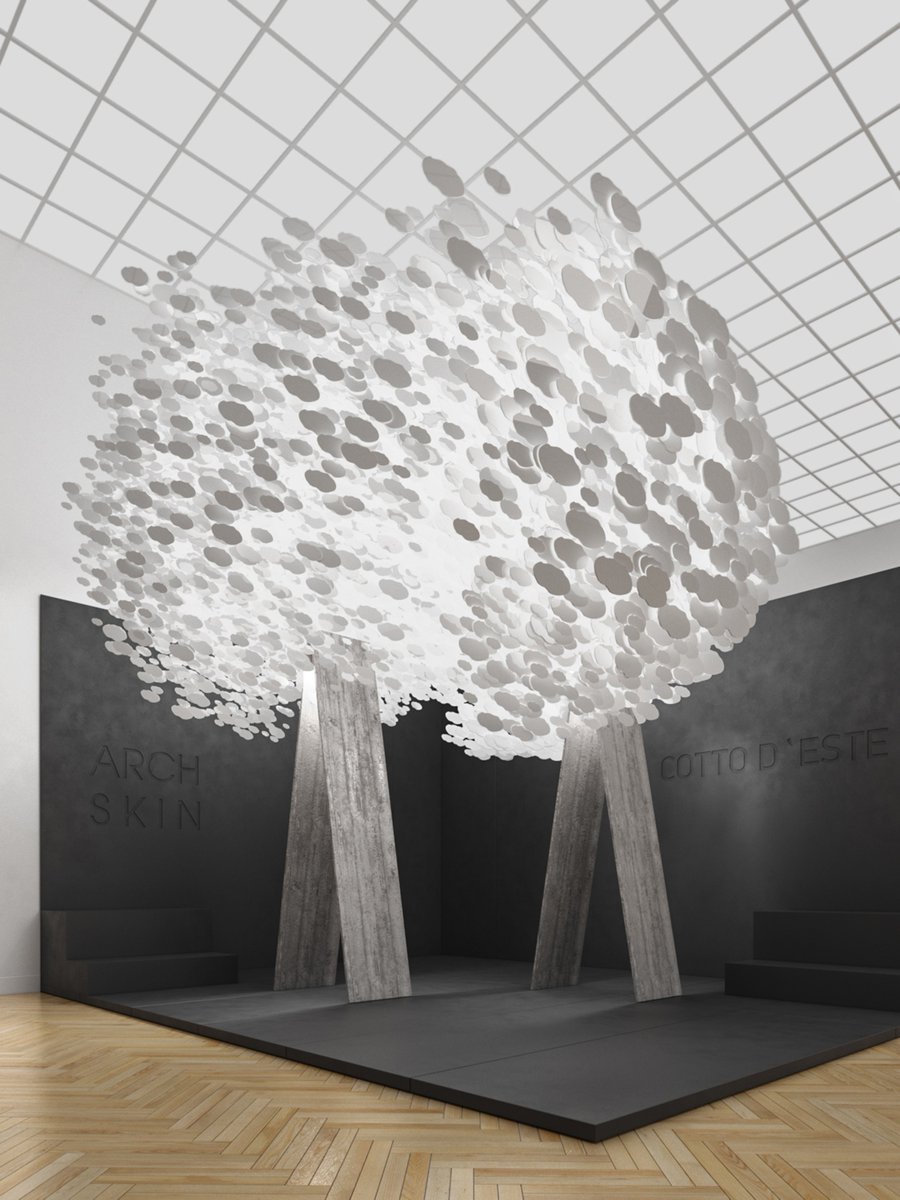 Cottodeste's tweet image. A unique setting designed by @indarchitects will liven up the stand of #cottodeste in collaboration with @archskin from 16 to 20 May. An installation designed to highlight the sustainability and versatility of ultra-thin slabs in #Kerlite: bit.ly/2ICBKCC #ArchMoscow2018