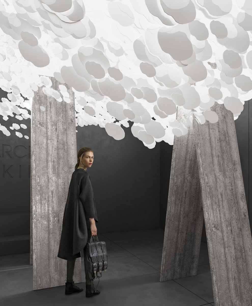Cottodeste's tweet image. A unique setting designed by @indarchitects will liven up the stand of #cottodeste in collaboration with @archskin from 16 to 20 May. An installation designed to highlight the sustainability and versatility of ultra-thin slabs in #Kerlite: bit.ly/2ICBKCC #ArchMoscow2018