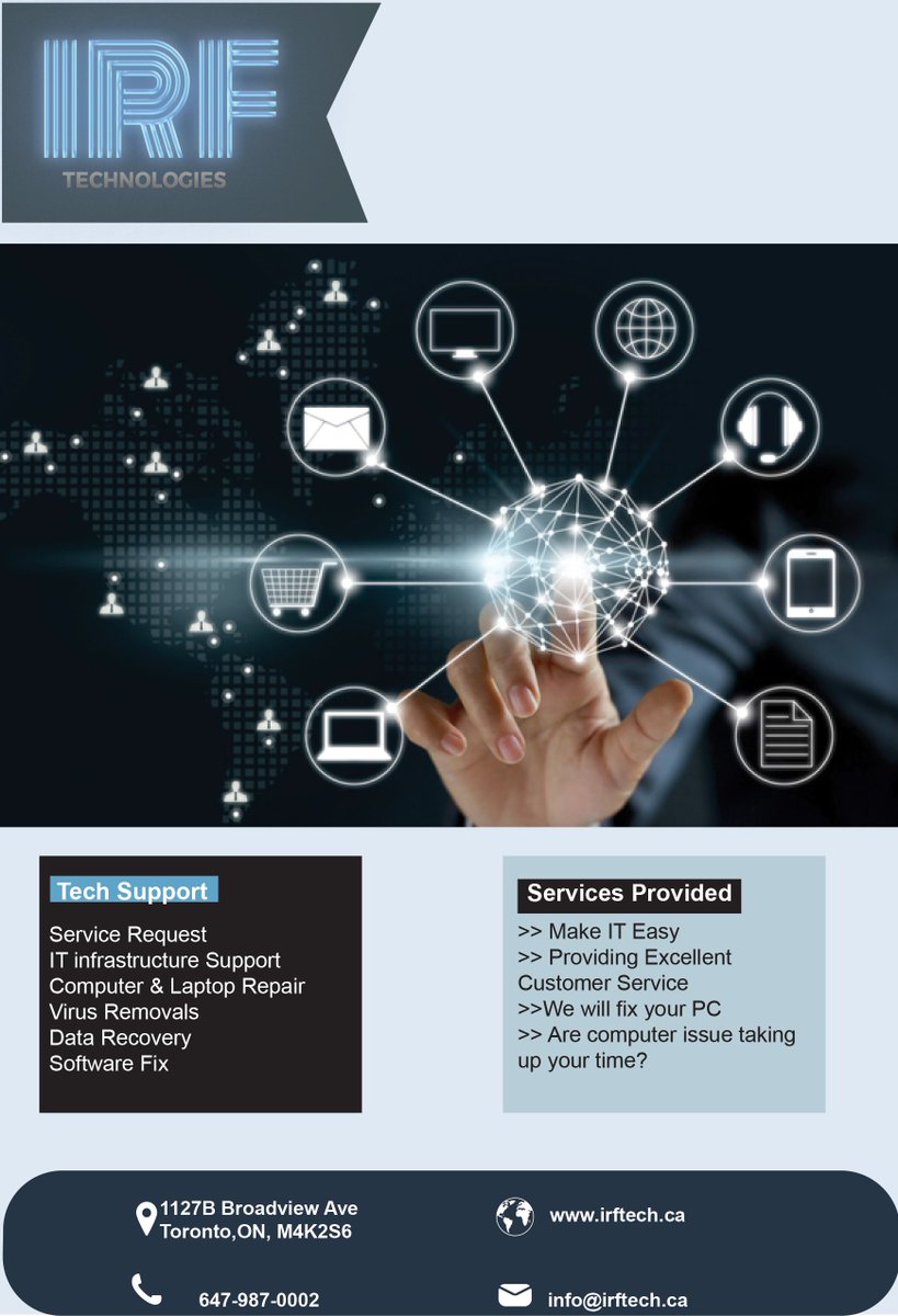 infouser786's tweet photo. Reliable, affordable and on demand tech support IRF Technologies
#itsupport #irftech #helpdesk #24/7 #residentialservices #CustomerService #fixyourpc #callnow #Toronto #TechSupport https://t.co/jTAnIalst8