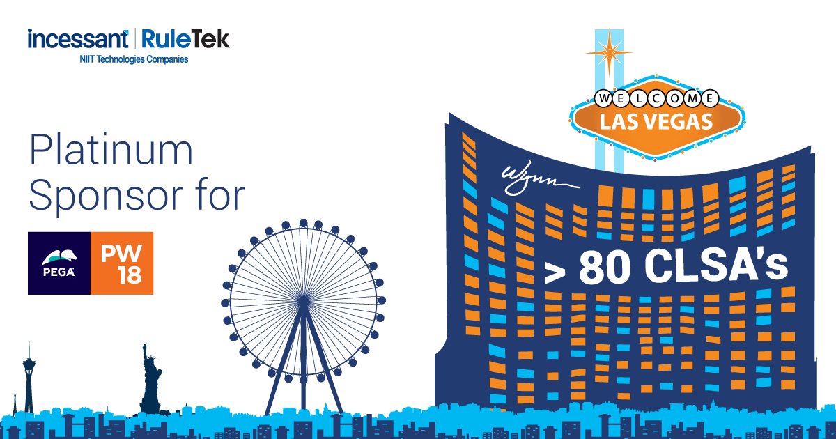 IncessantTech's tweet photo. @IncessantTech and @ruletekbpm are Platinum Sponsors of #PegaWorld 2018. Visit Booth 13 to learn more about our new Digital Process Transformation Practice. Learn More: https://t.co/3NYX4Wzz5d https://t.co/bKYXT9g6tB