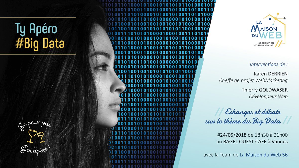 Ty Apéro #3 sur le thème du Big Data avec La Maison du Web 56 🏡 au <a href="/bagelouest/">Le bagel ouest</a> café de Vannes ! Bonne humeur, partages et échanges garantis ! 😜#BigData #numerique #bretagne #web #onaime