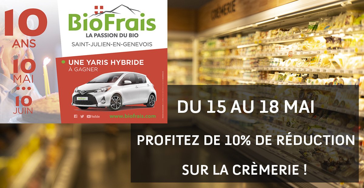BioFrais's tweet photo. BioFrais fête son anniversaire ! Du 10 mai au 10 juin, venez fêter nos 10 ans avec nous ! Chaque semaine, découvrez de nouvelles offres et participez à notre grand jeu concours ! Venez gagner des cadeaux tous les jours et inscrivez-vous pour le gros lot !
#biofrais #10ans https://t.co/b898qIIFVf