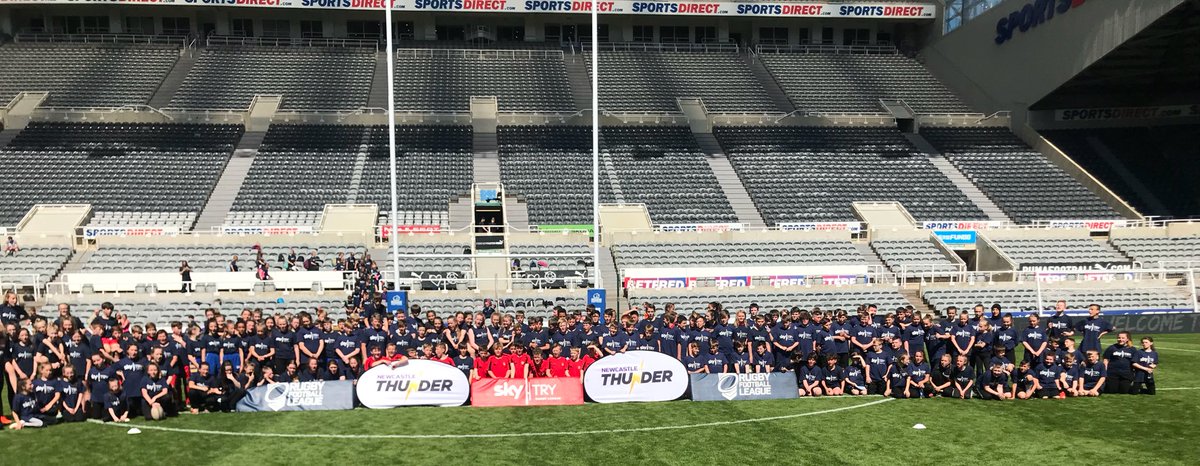 ThunderRugby's tweet photo. Great turn out at St James Park this morning for the @SkyTryRL festival! 
@Belmont_School @thcacademy @llobpe @WhitCofEAcad @ParkViewCLS @RCS_main @longbentonhs @DurhamJohnston @MardenBridge @BeKindJSA #MagicWeekend https://t.co/RZNoZwThol
