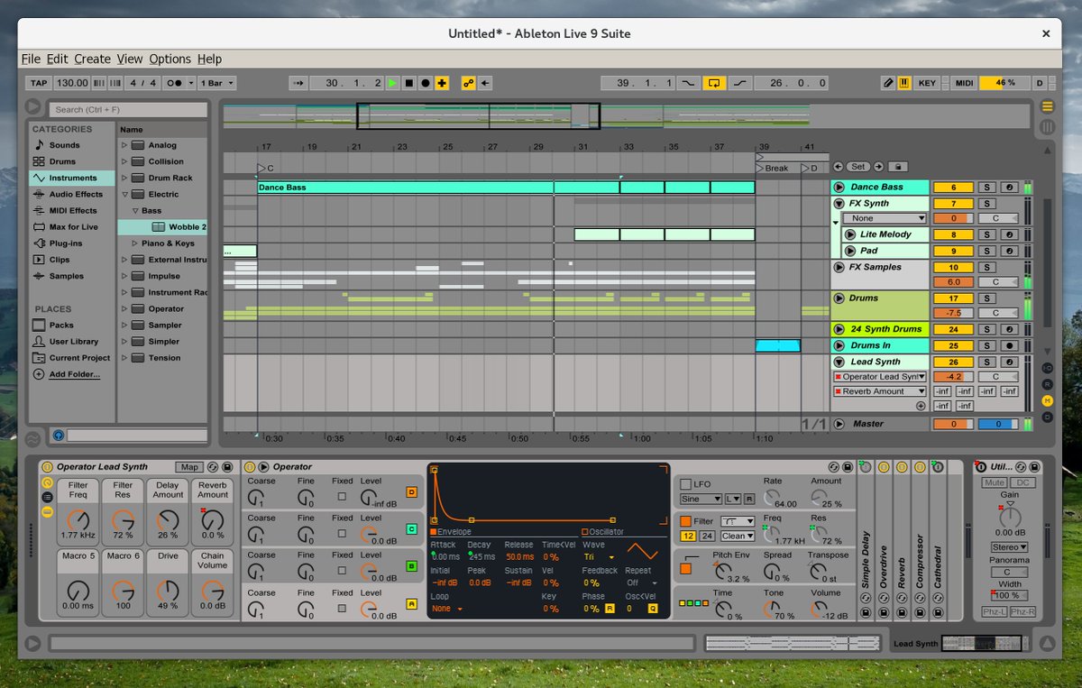 midilifestyle's tweet photo. To my surprise, Ableton works beautifully on Linux using Wine. On the latest version of Ableton. Looks near perfect on a HiDPI screen as well - although the preferences window is small. Also, VSTs work wonderfully! #Linux #LinuxMusicians #musicproduction https://t.co/164fcqQZB8