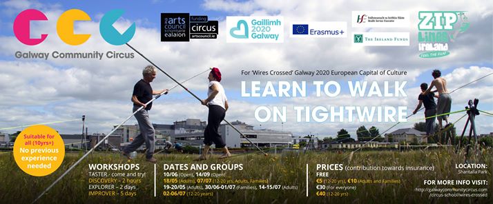 ISACSIreland's tweet photo. #trainingop @galwaycircus have released their @galway2020 #wirescrossed workshop training! Take part in a project poised to transform lives & communities through the art of #tightwire walking! Kicking off May 18th until Sept!
https://t.co/iuReHosabZ #isacsartists #artsireland https://t.co/RMpBp85rZc