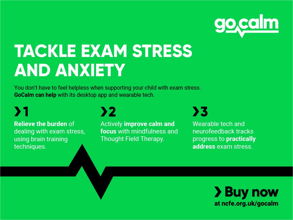 ncfe_innovation's tweet photo. Technology can help young people look after their mental wellbeing. Find out how GoCalm combines technology with relaxation techniques to help improve exam stress and anxiety. #MentalHealthAwarenessWeek https://t.co/D5zmSPnzmQ https://t.co/UcDXedDoIJ