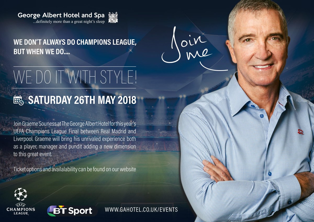 ++ Watch the CHAMPIONS LEAGUE FINAL in style, with someone who's been there!!++
Give us a call &amp; book your place. 01935 483430
****Almost as good as being in Kiev****