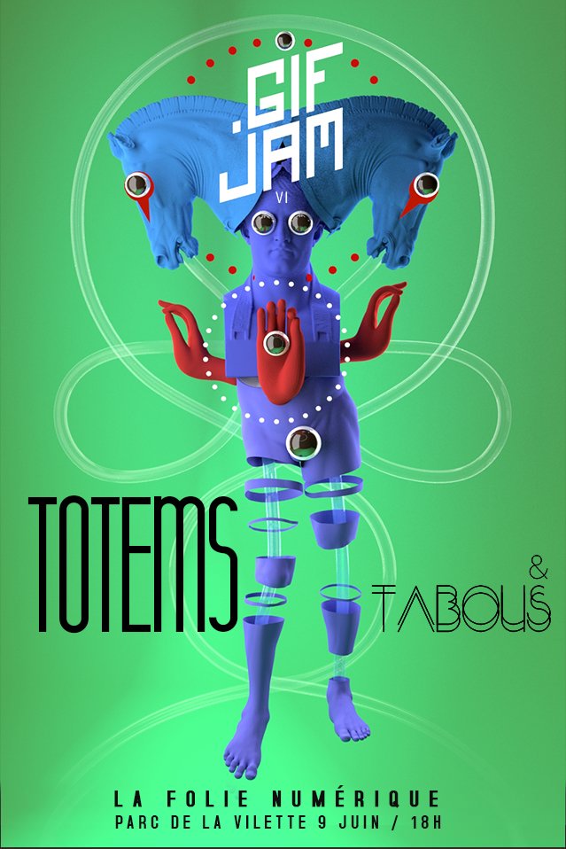 gifjamm's tweet photo. NEXT GIF JAM : 9 Juin / @LaVillette La Folie Numérique ! Thème : Totems et Tabous #gifjam #folienumerique https://t.co/TrlXu9wg2D