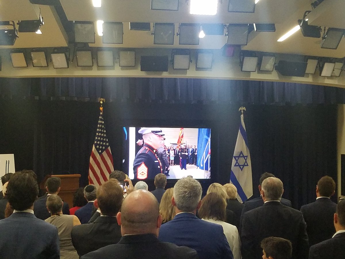 Historic Day prepping for viewing of Embassy Opening in Jerusalem. Beginning w/ our Marines and the  Presentation of Colors   #USEmbassyJerusalem <a href="/usembassyjlm/">U.S. Embassy Jerusalem</a> <a href="/netanyahu/">Benjamin Netanyahu - בנימין נתניהו</a> <a href="/LourdesAguirre/">Lourdes Aguirre Villanueva</a>