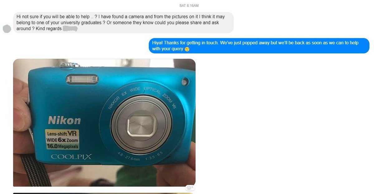 DMUforlife's tweet photo. Can you help us solve the mystery of the #missingcamera? A #DMU graduates camera was found in a @johnlewisretail handbag, and we are trying to return it! Can you help?! Please Retweet so we can return to #missingcamera to its rightful owner! https://t.co/9YNkaKAR1p