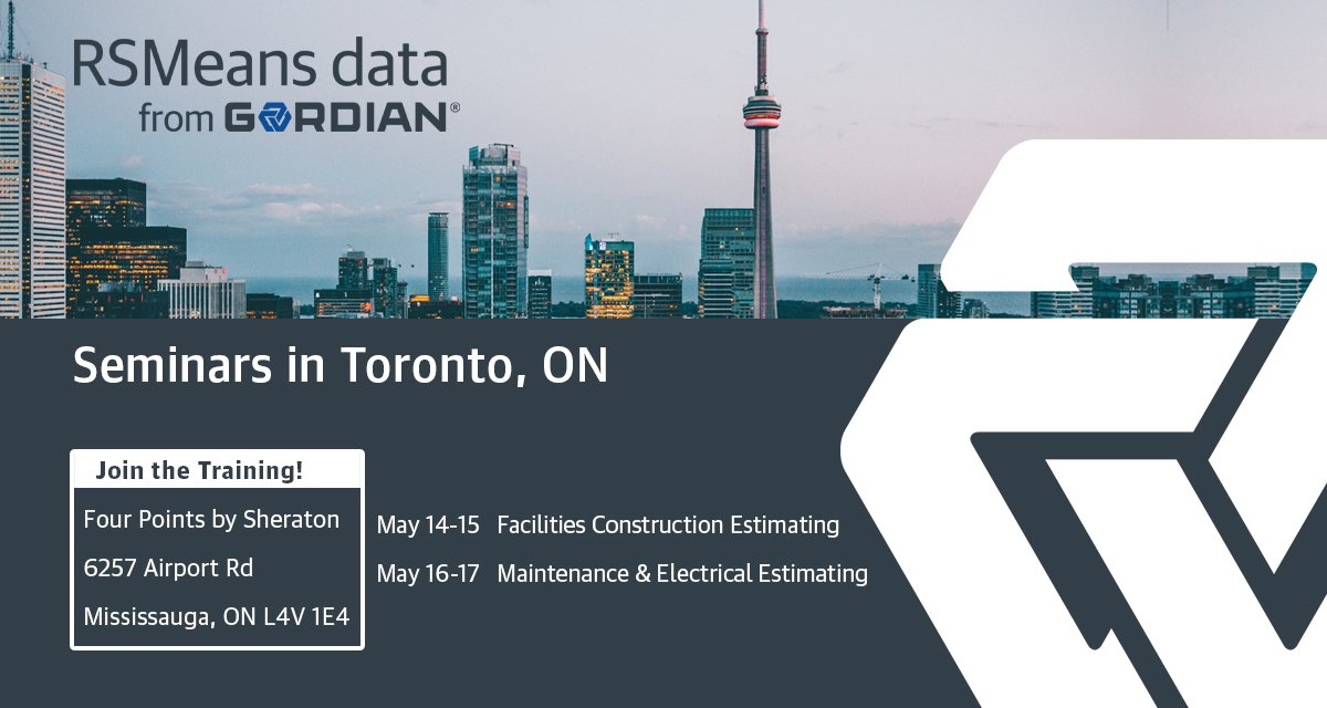 RSMeansData's tweet photo. #RSMeans data from Gordian has training seminars this week in Toronto! Facilities #Construction Estimating and Mechanical &amp; Electrical Estimating are scheduled.
Visit https://t.co/XEXUmiPY8f for details and to sign up! #BetterEstimates #estimators https://t.co/y0GYs2sEuD