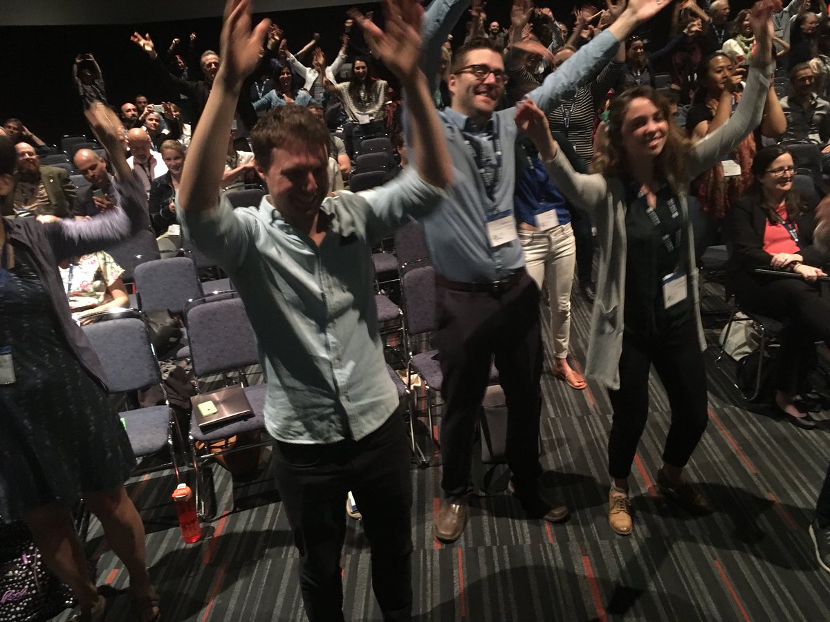 FrontMarineSci's tweet photo. #sciencedance just one of the ways to communicate science. Linwood Pendleon #WCMB2018 Did we mention how awesome this talk is?!! https://t.co/YuU8NNRluL
