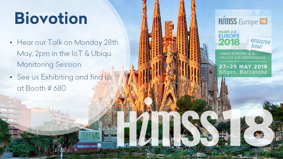 Biovotion's tweet photo. Biovotion is excited to attend @HIMSSEurope18 to exhibit &amp; present  Everion, which is deployed in various #digitalhealth use cases due to  accuracy &amp; great user adoption in #remotepatientmonitoring,  #clinicalstudies etc. More information   
https://t.co/pgjMKE56pr https://t.co/tX48kRyQA3