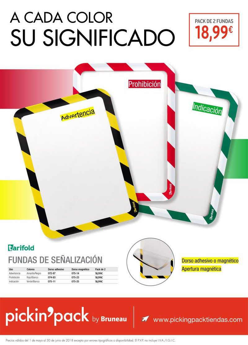 Serviarlequi's tweet photo. Pack de 2 FUNDAS 18,99€

Disponemos de FUNDAS DE SEÑALIZACIÓN para que asignes a cada color su significado, con dorsal adhesivo o magnético y con apertura magnética; con la garantía de #PickingPack

Promoción válida del 1 de Mayo al 30 de Junio 2018 https://t.co/5Ez5opSNHM