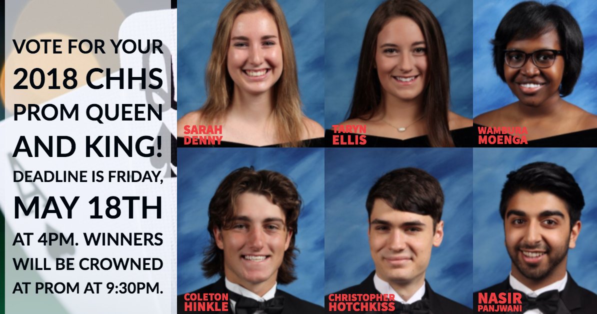SENIORS:  Please vote for your CHHS Prom 2018 Prom King and Queen by Friday!  goo.gl/forms/pbeQaJEU…