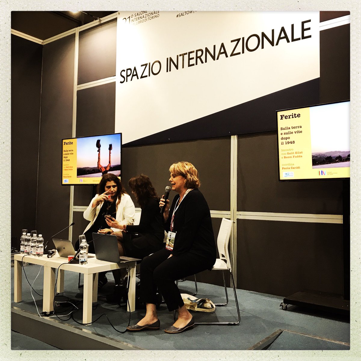 In corso #incontro #GalitEliat, #ReemFadda, due #curatrici d’arte #israeliana e #palestinese modera #PaolaCaridi A cura di #FondazioneMerz @SalonedelLibro #spaziointernazionale