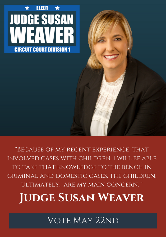 Judge_Weaver's tweet photo. The courtroom can be intimidating for children involved in criminal and domestic cases. Judge Susan Weaver has the necessary training to interview children and prepare them for court. Elect a Circuit Court Judge with the most recent experience on the bench! #EarlyVoteNow https://t.co/OnL5nKtThO