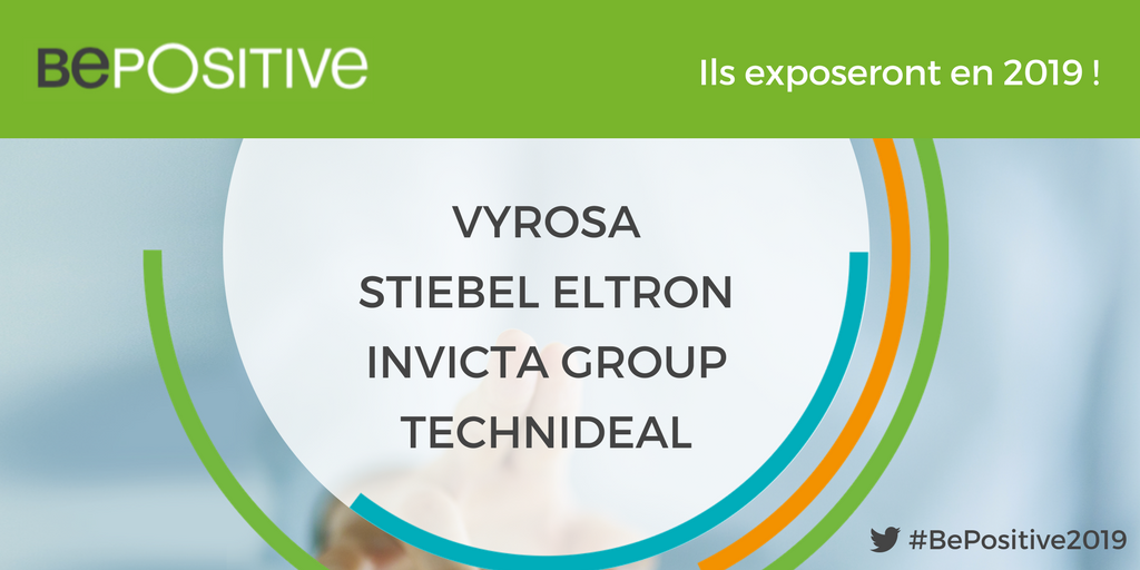 bepositiveevent's tweet photo. Vous pourrez les rencontrer sur #BePositive2019 : Vyrosa, @StiebelEltron, @GroupInvicta &amp; @technideal !
https://t.co/o7ZyJKCqjR https://t.co/JQESdxvbfL