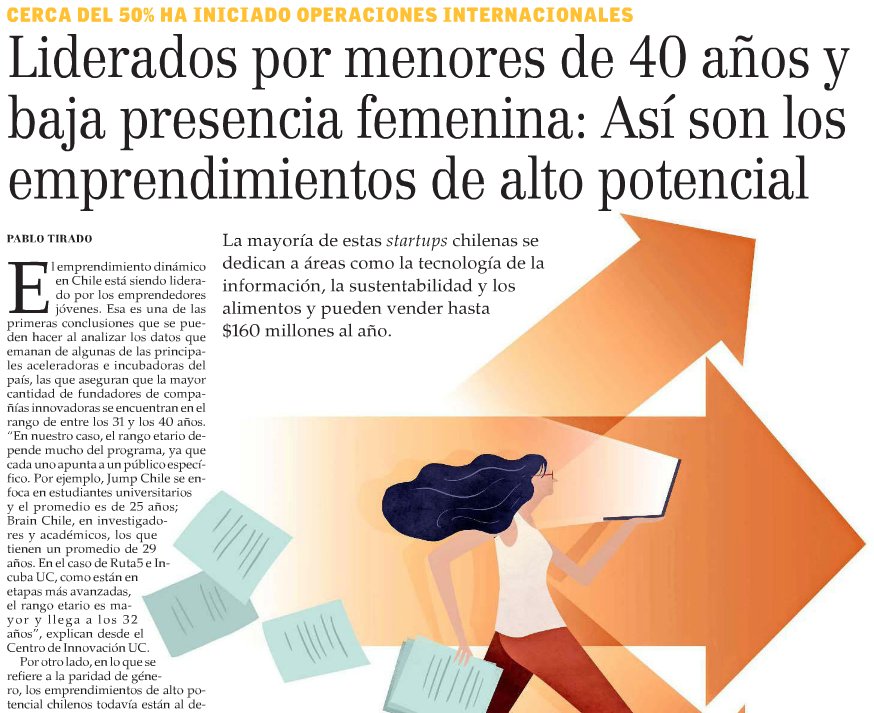 EMPRENDIMIENTO: Observa la radiografía del ecosistema nacional en la nota de <a href="/ElMercurio_cl/">elmercurio_cl</a> aquí: goo.gl/qZ7buu
Entre los considerados, están nuestros programas: <a href="/brain_chile/">BrainMetricsChile</a>, @jump_chile, @ruta5_chile, <a href="/IncubaUC/">Incuba UC</a> y #ReddeMentoresUC