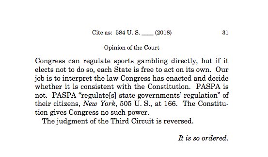 predictionlabs's tweet photo. Upon initial reading, PASPA IS UNCONSTITUTIONAL.

Full reversal.  Reading for further details. https://t.co/Ae12wIC0AB